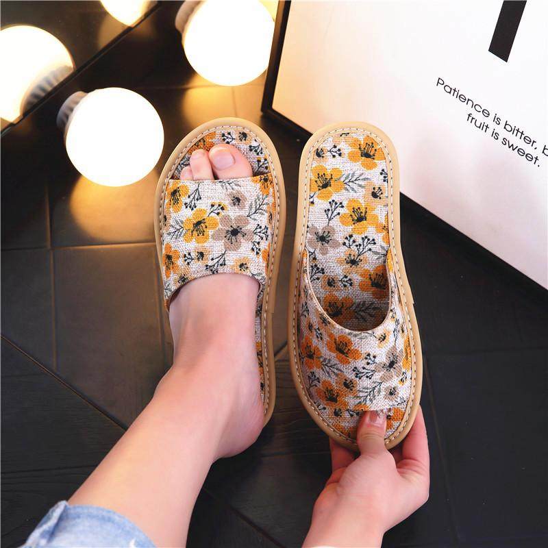 夏通印花家居亚麻凉拖鞋女布艺编织防滑吸汗家居家室内男,居家布艺,居家亚麻拖鞋,淘宝优惠券,粉丝福利购,淘宝优惠卷