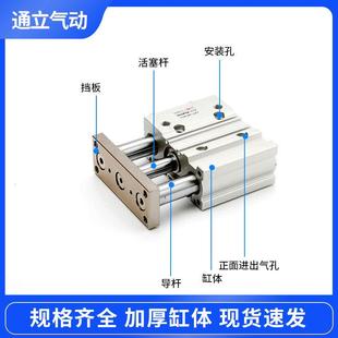 smc型新杆带导薄型气缸mgpm20*40*50*60*75*80z三杆三轴导杆气缸