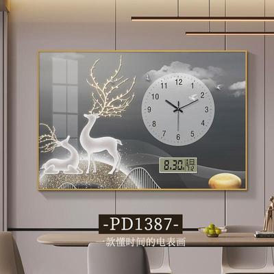 新款万年历电表箱装饰画带钟表免打孔配电箱电子钟现代简约遮挡箱