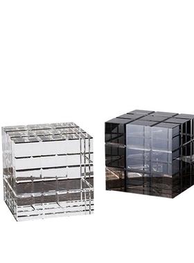 简约现代北欧魔方配搭软装样板间客厅四方体四方家居饰品水晶摆件