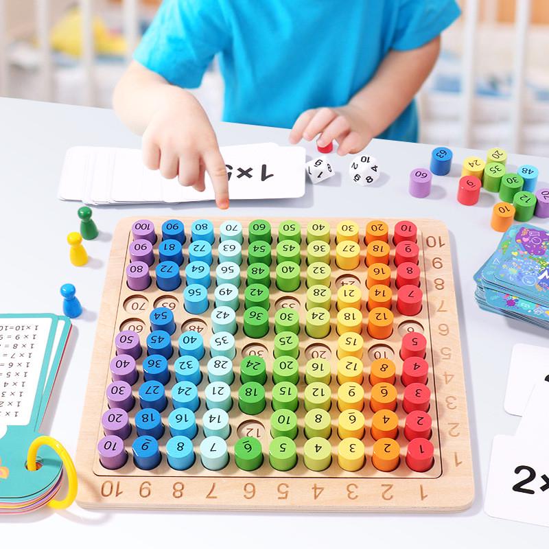 跨境幼儿童三合一彩色9九九乘法表加法板早教1-100百数板玩具小学