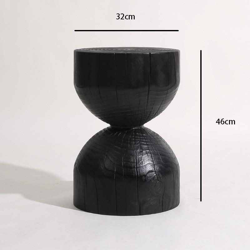 侘寂风碳化工作台亚克力悬浮茶桌白蜡木桌黑色实木餐桌原木大板桌