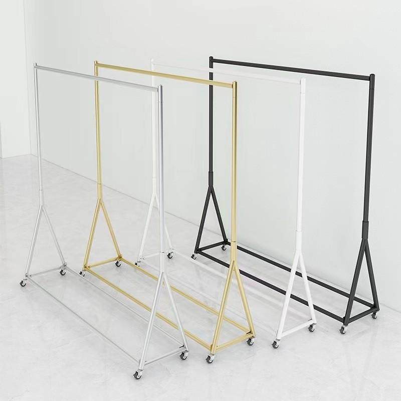 服装店展示架可卧室阳台晾衣架衣帽架批发落地式挂衣架移动带轮子