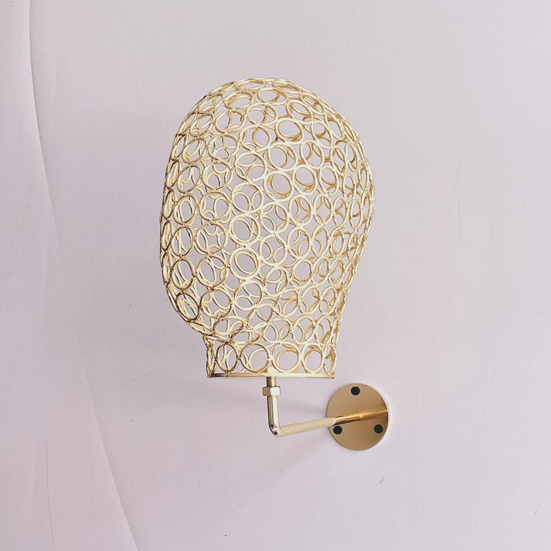 供应新款创意金属挂墙头模子民帽金色示架假发模特帽子收纳架帽托