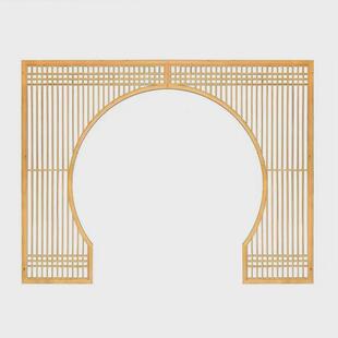 东阳木雕中式月洞门定制实木仿古门窗客厅装修月亮门博古架圆拱门