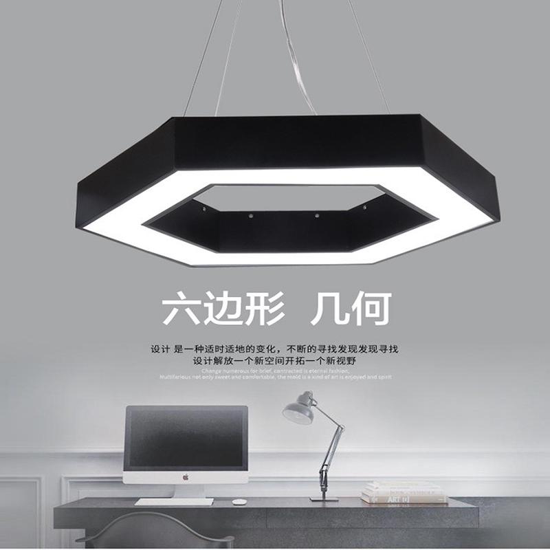 led健身房办公室吊灯现代简约餐厅几何拼接灯led空心六边形吊灯