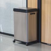 感应垃圾桶72l厨房分类干湿分离家用不锈钢带盖双层大号容量