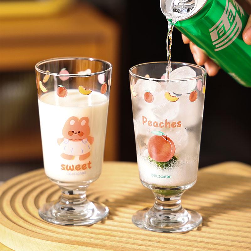 吃个桃子！原创自制玻璃杯 ins饮料杯红酒杯香槟杯子高脚水杯子
