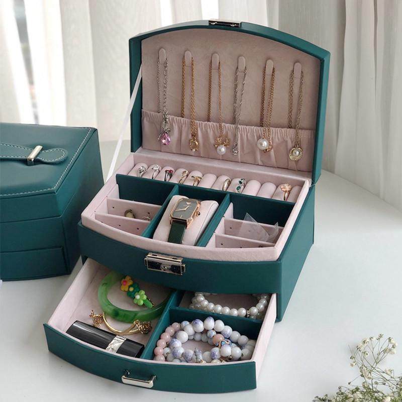 结婚首饰盒红色化妆盒双层首饰收纳盒礼品盒带锁饰品盒韩国大,饰品/流行首饰/时尚饰品新,首饰箱,淘宝优惠券,粉丝福利购,淘宝优惠卷