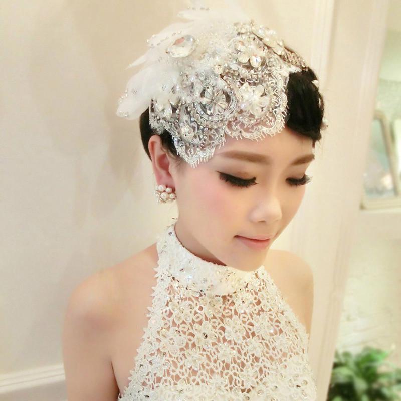 欧式新娘头饰手工流苏蕾丝结婚配饰发饰头花影楼拍照演出饰品