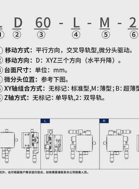 三轴运动平台ld40/60/90xyz轴光学升降工作位移精密滑台移动微调