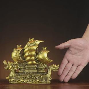 铜龙船摆件一帆风顺船客龙头满载而归厅办公室桌面装饰品工艺品