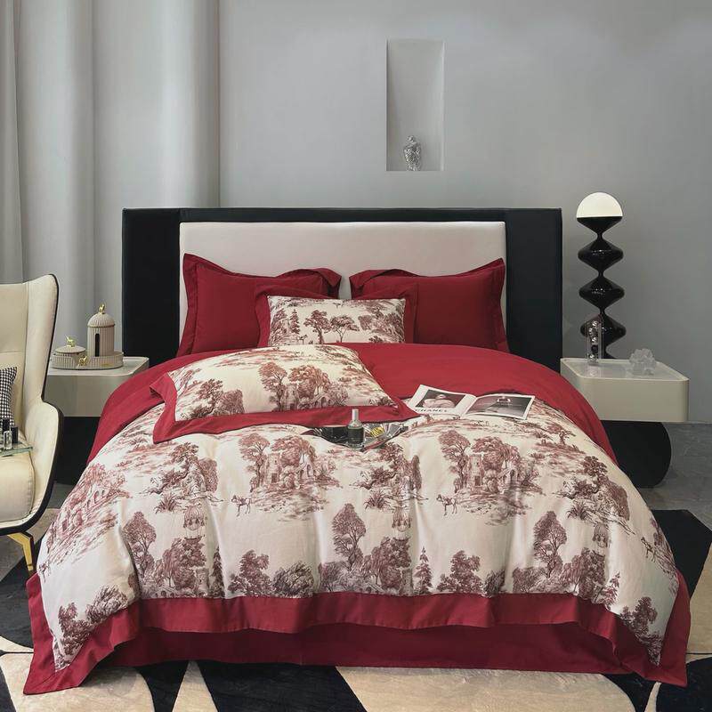 轻奢高级感轻磨毛120支长绒棉四件套加厚磨毛全棉被套床上用品