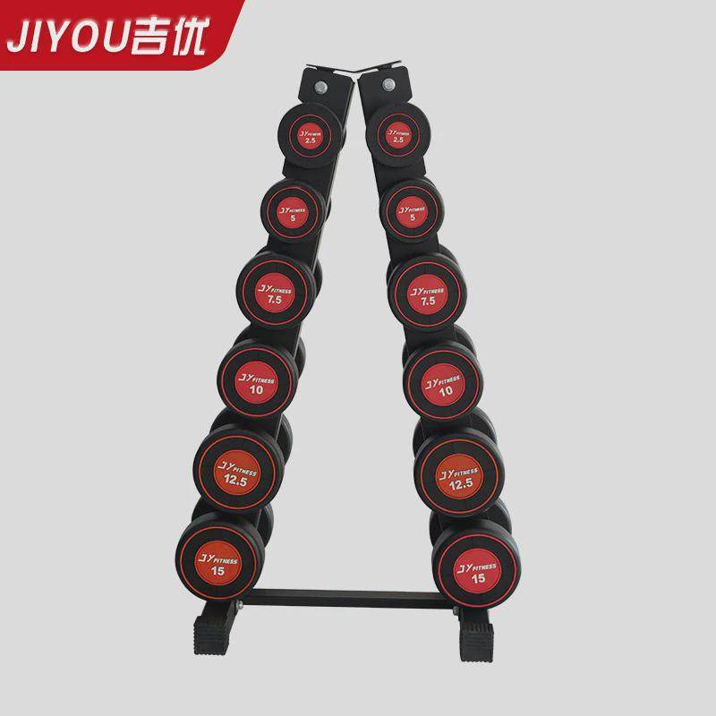 吉优塔式哑铃架包胶固定式哑铃健身房力量训练含6)(2.5-15kg付