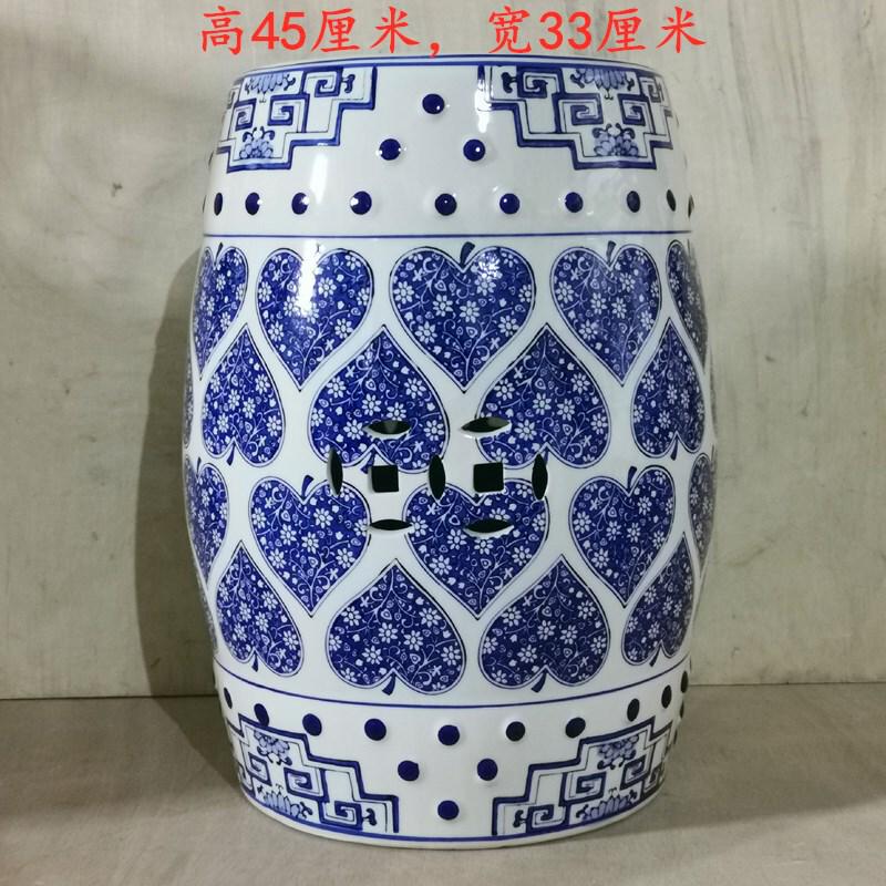 手绘青花瓷换鞋凳陶瓷梳妆鼓凳凳子新古典新品鼓墩坐墩矮凳圆凳