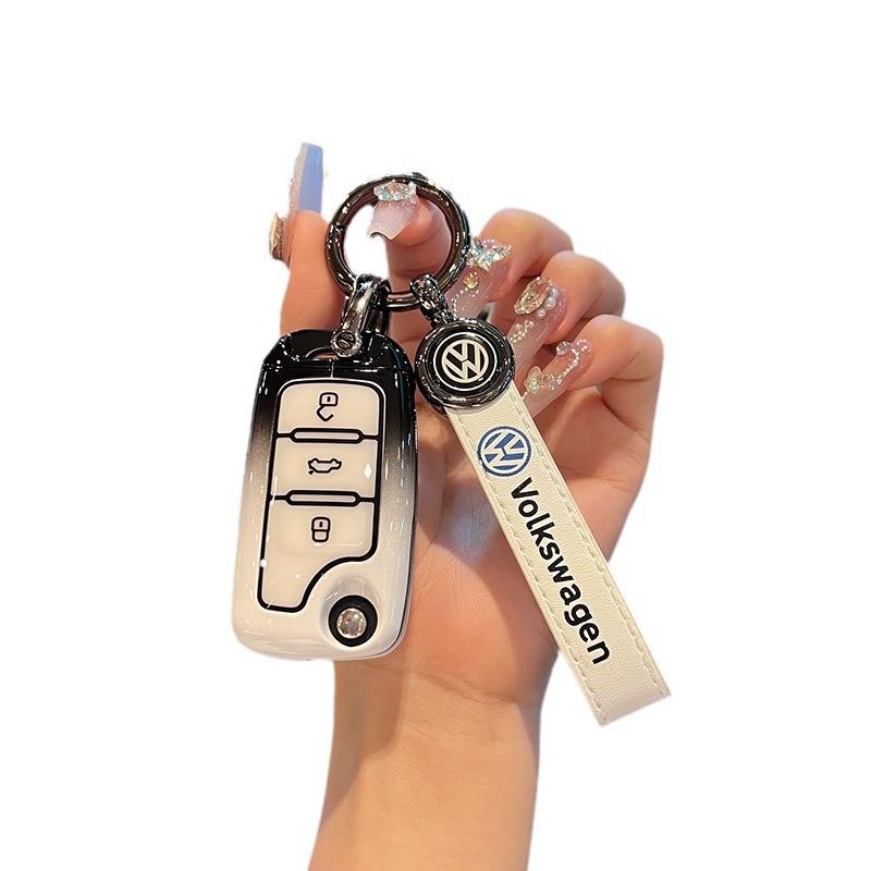 热销适用大众汽车钥匙套朗逸宝来途观迈腾速腾POLO帕萨特全包壳扣