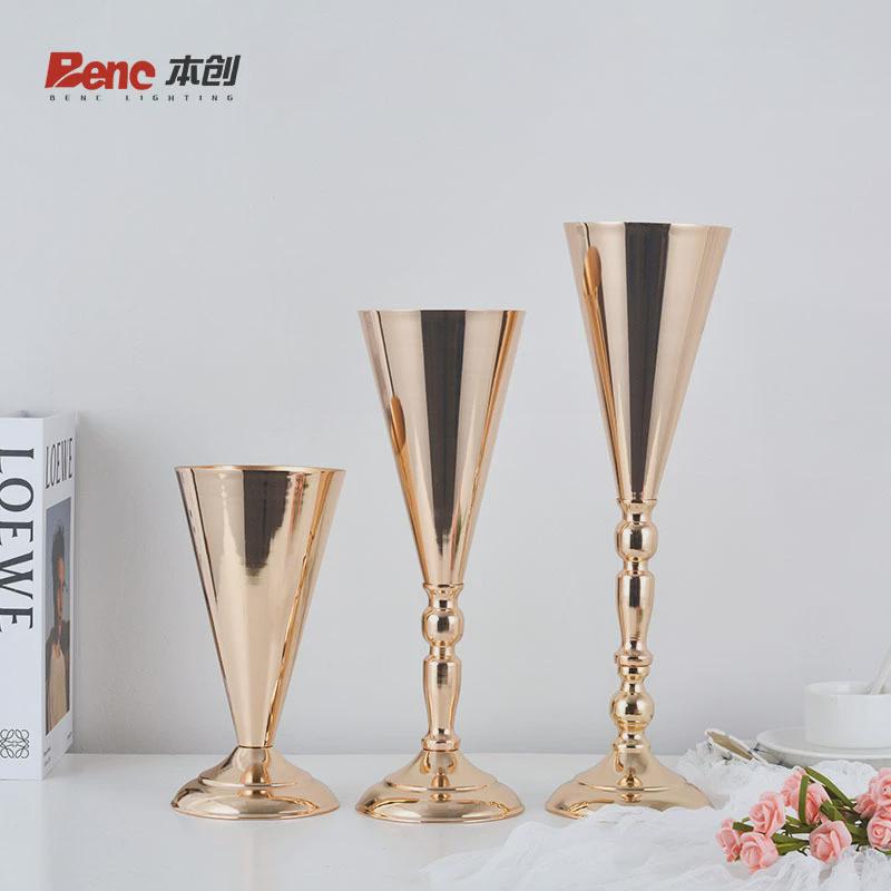 婚庆道具路引金色铁艺婚礼现场布置花器酒店橱窗装饰摆件居花瓶