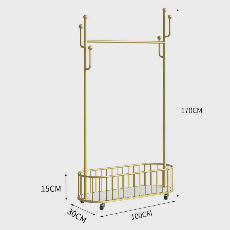 门厅衣帽架落地家用挂衣架带轮移动置物架轻奢卧室角落收纳晾衣架
