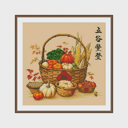 jy@春天十字绣2024新款线绣手工中国风五谷丰登客厅风景卧室小幅
