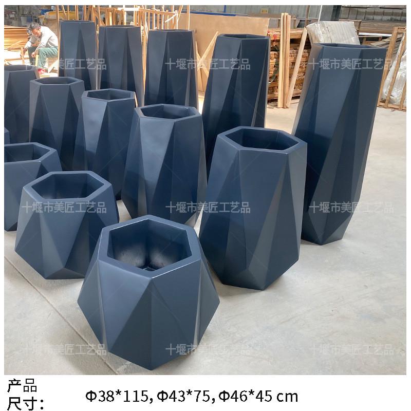 钵公园学校大花玻璃钢花盆树池花坛树盆水墨画花池木纹效果花器