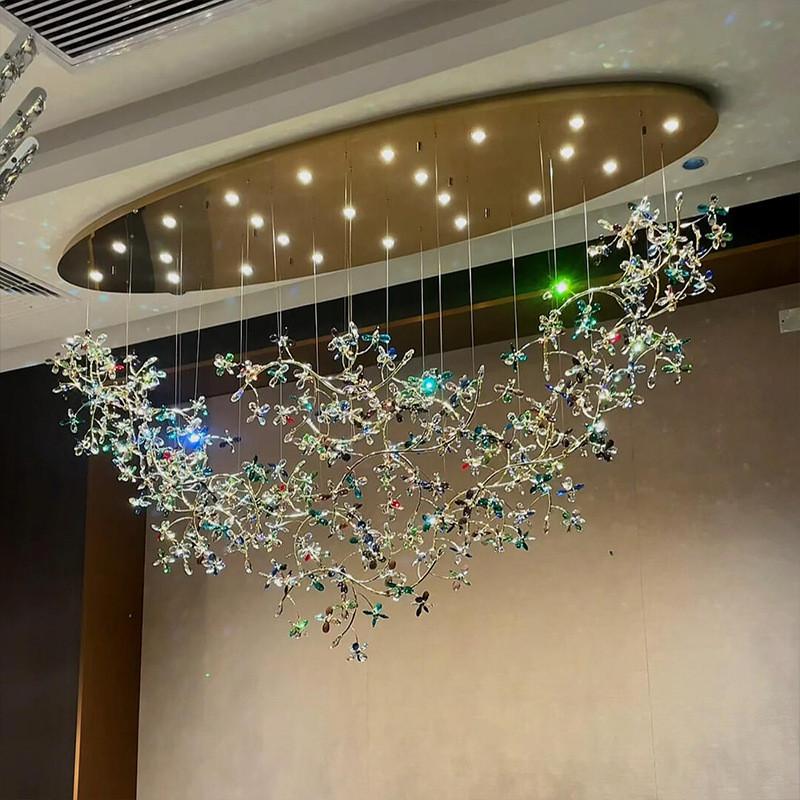 餐厅商用现代轻奢别墅挑高氛围感客厅灯店铺水晶吊灯酒店大堂吊灯