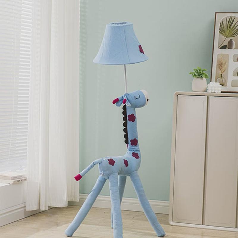 创意ins卡通动物落地灯儿童房可爱卧室长颈鹿床头led布艺台灯女孩