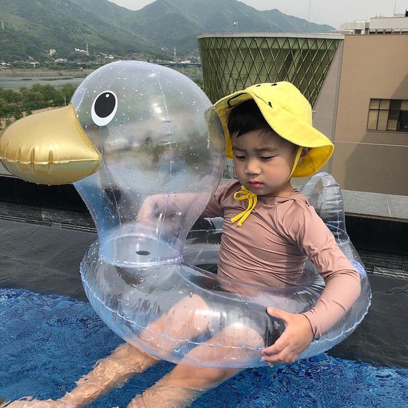 透明网红宝宝泳圈腋下圈ins大头鸭子游泳圈浮力救生圈座圈2-厂家