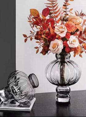 中古风新中式复古玄关艺术软装高级感餐厅装饰品客厅插花花瓶摆件