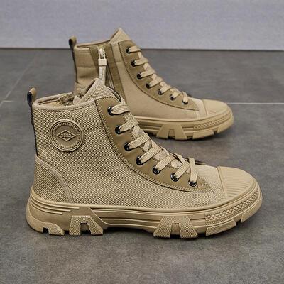 3522劳保鞋男高帮侧拉链厚底耐磨防滑户外登山鞋加绒保暖工地棉鞋