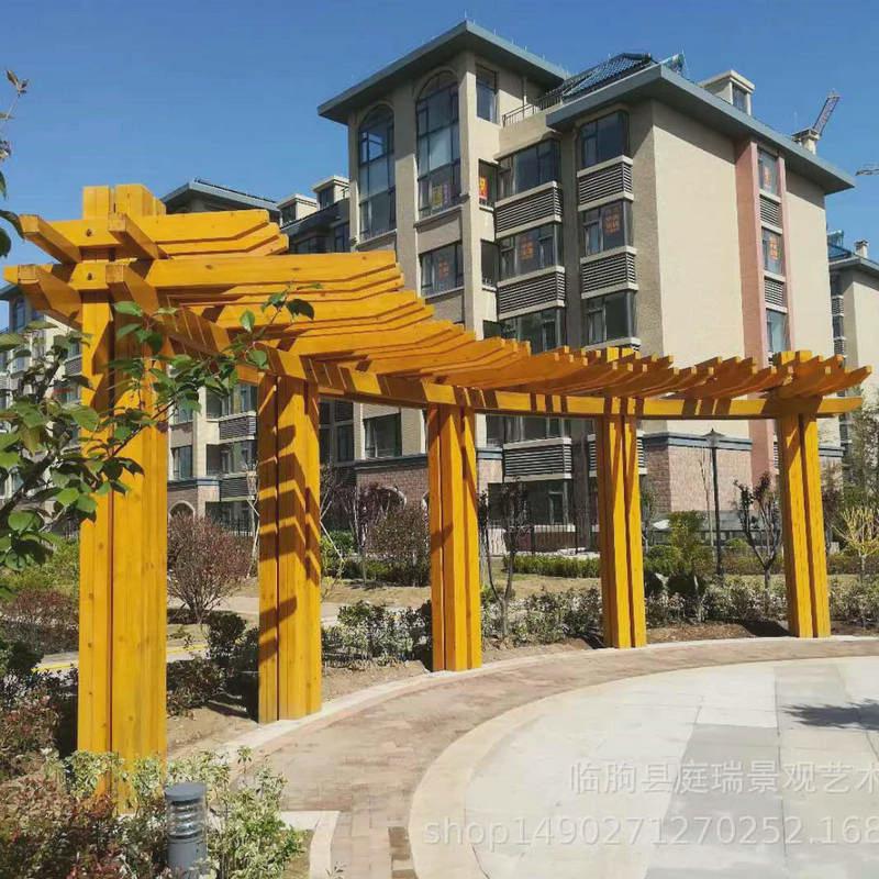 定制防腐木葡萄架户外庭院碳化木学校走廊景区木质廊架