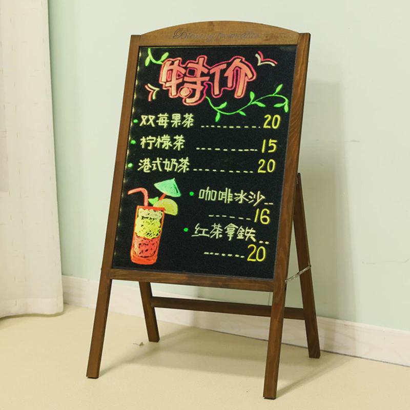 磁性小黑板店铺发光广告牌商用展示牌支架式led荧光板摆摊广告板