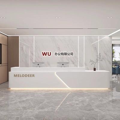 ll简约酒店大厅公司前台接待台现代物业烤漆吧台办公室工作桌收银