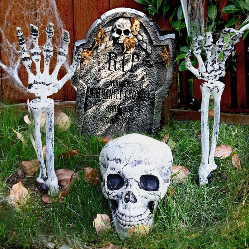 Halloween skeleton set with glowing skull ornaments 骷髅骨架