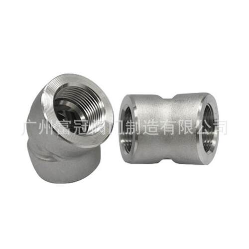 304内丝高压45度弯头锻造不锈钢弯头bspt耐140kg高压管件2000lb