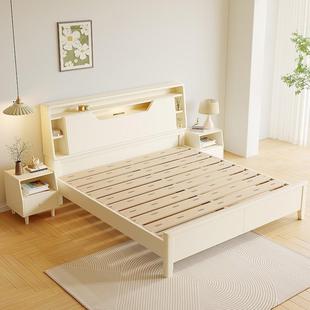 白色实木床工厂直销现代简约1.5米北欧轻奢主卧1.8米双人储物婚床