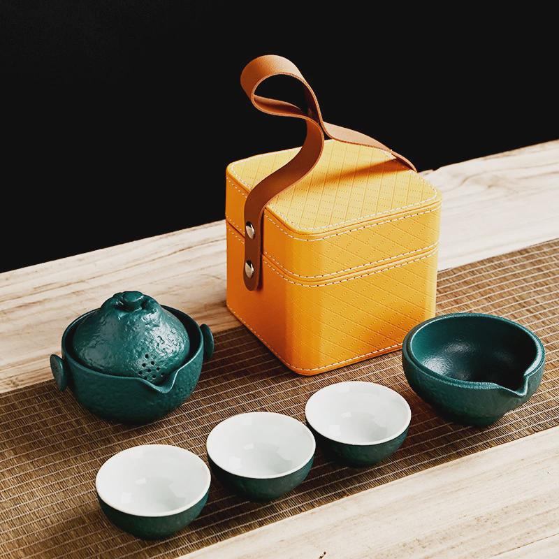 丑橘大吉大利快客杯一壶企业便携旅行茶具创意商务三杯伴手礼品