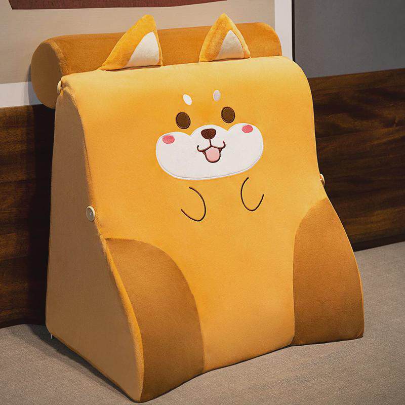 可爱动物柴犬哈士奇办公室座椅床头靠垫记忆棉三角枕沙发护腰靠枕