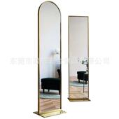 黄铜色卧室试衣镜服装 梳妆镜金色站立镜婚纱摄影工作室化妆镜立式