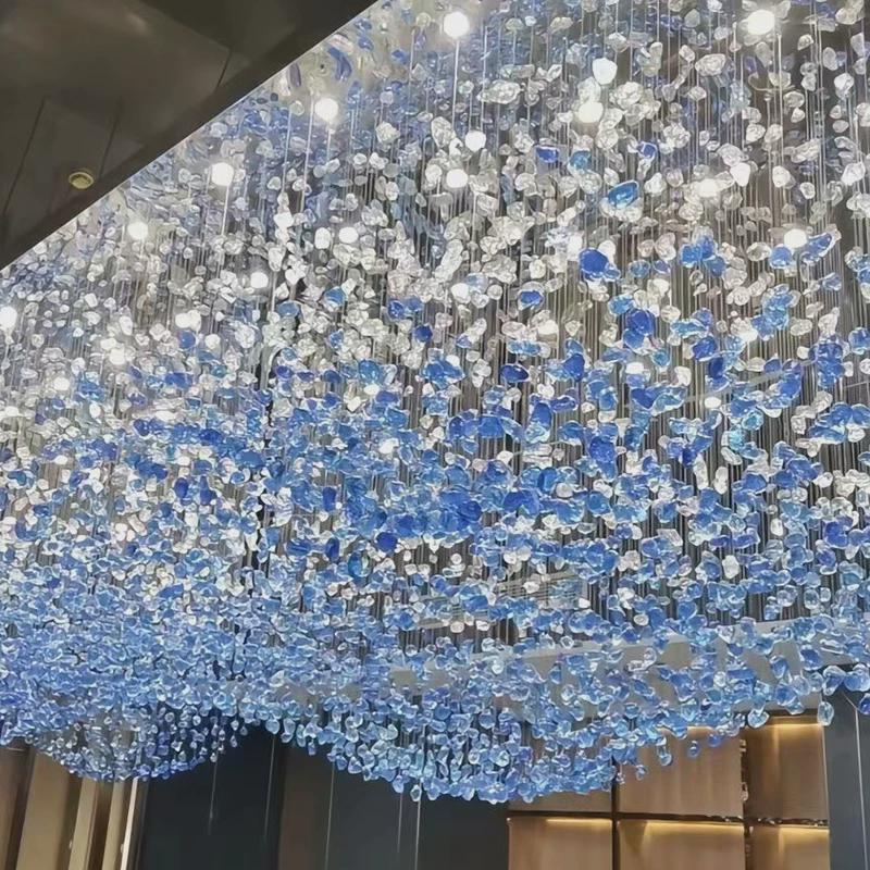 宴会厅别墅餐饮店山形琉璃石头造型沙盘酒店餐厅吊灯售楼部灯吊灯
