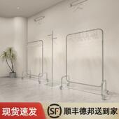 服装 架带轮可移动陈列货架 店落地展示架衣架不锈钢银色服装