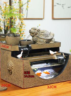 miq招办公室装饰摆件才客厅桌面鱼缸循环水流水升才摆件店铺开业