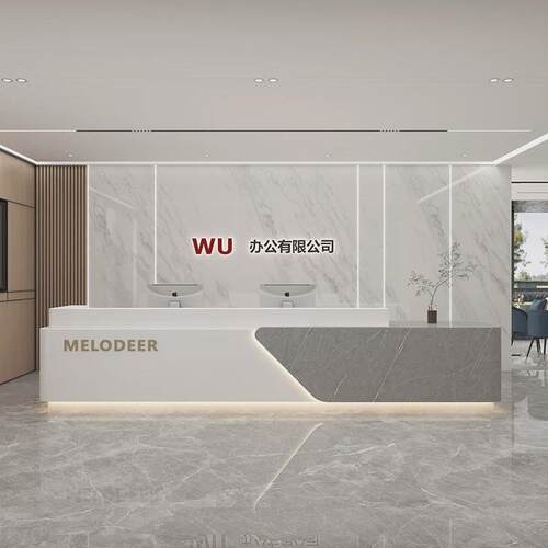 现代简约公司前台烤漆酒店会所大理石接待台收银台美容院吧台