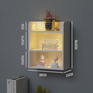 免打孔墙面背景收纳墙上装饰创意实木置物架客厅卧室木质壁挂新品