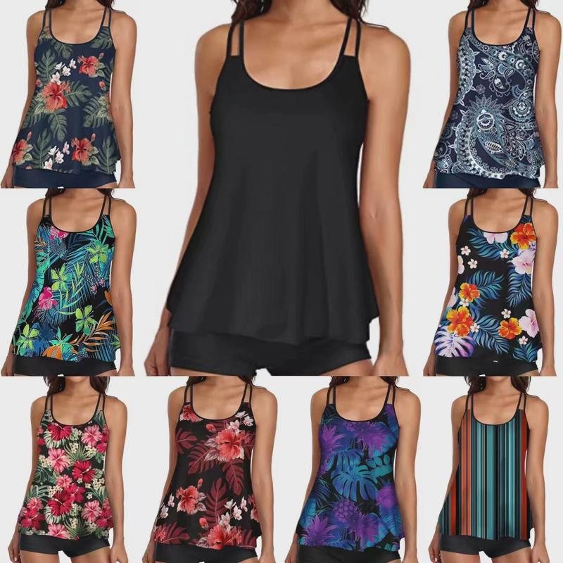 Large skirt split print swimsuit for women gathering conserv