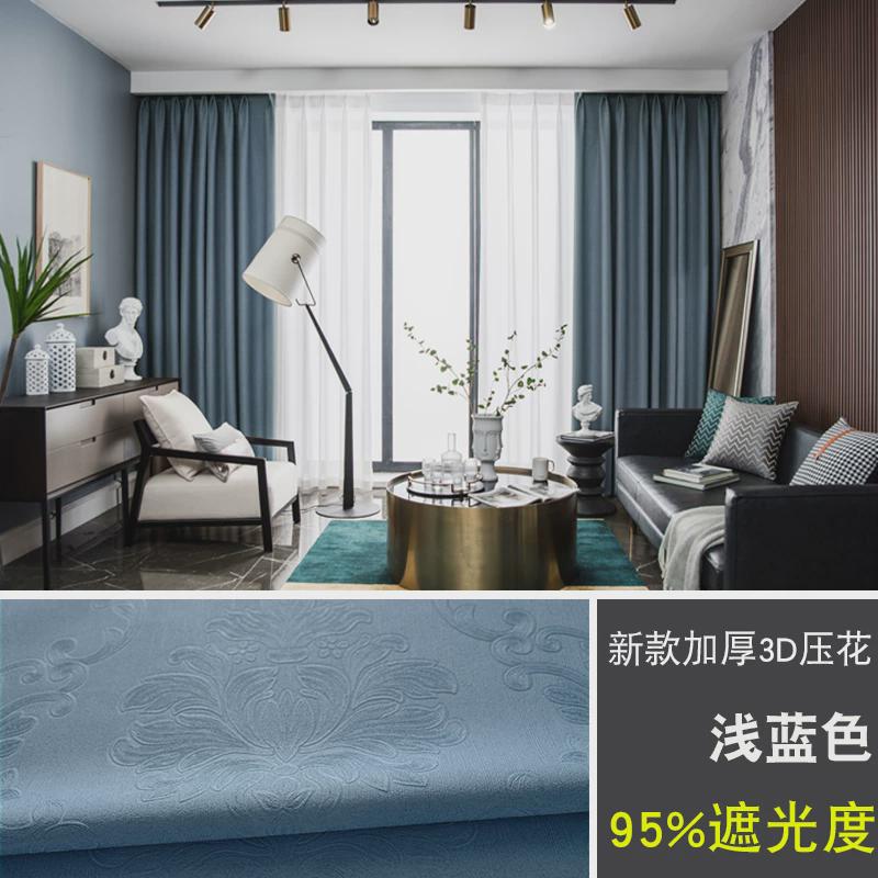 34n隔热2024深灰色窗帘卧室阳台飘窗强全遮光防晒挡避光防光遮