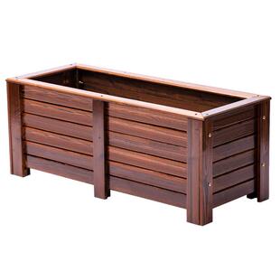 防腐木花箱碳化实木高品质木质花盆园林工程花盆长方形户外种植箱