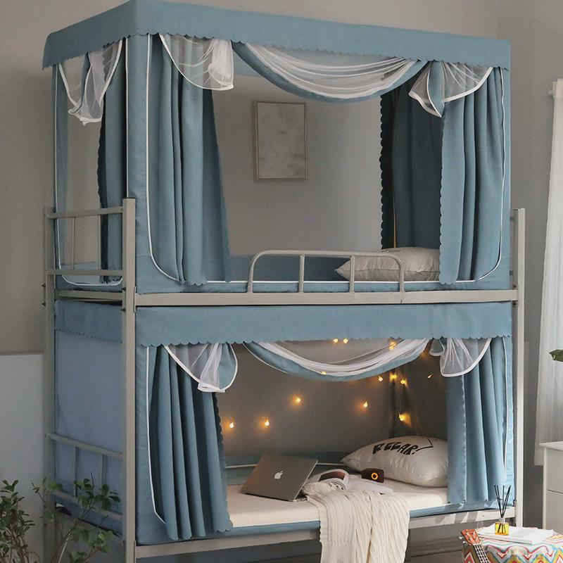 J6DA无涂层加厚强遮光蚊帐床帘大学生宿舍支架一体式上铺下铺