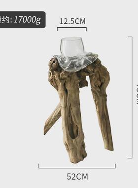 现代简约摆件装饰摆件木头艺术家居装饰软装玻璃花瓶