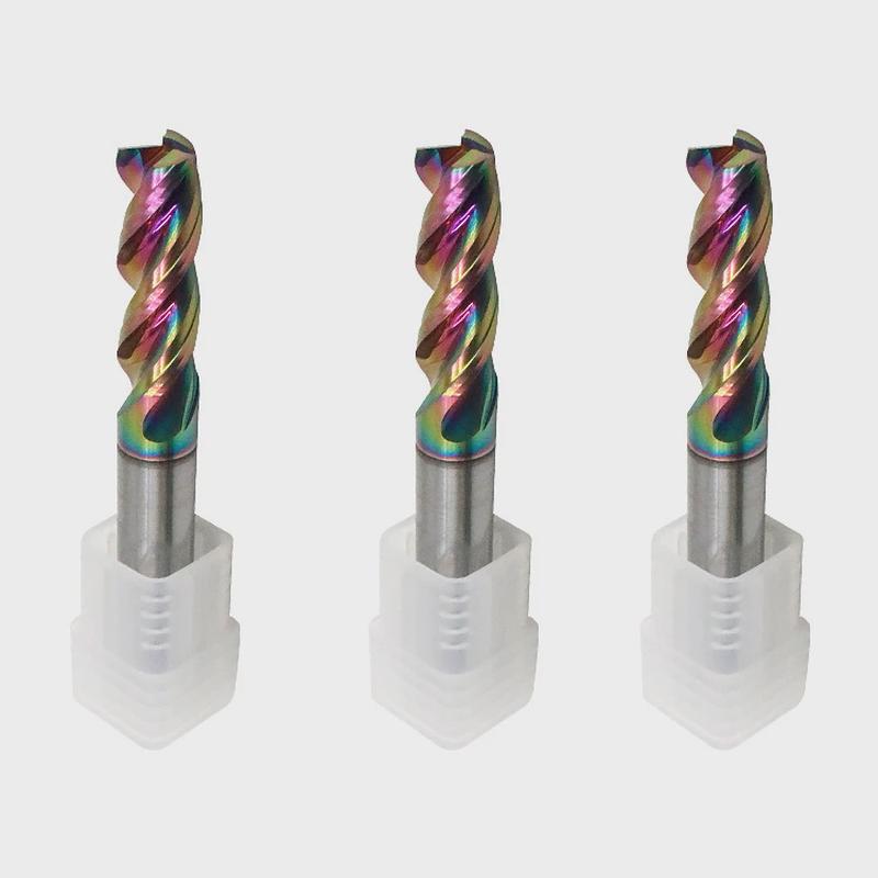 七彩u型槽铝用铣刀硬质合金高数控碳化涂层钨钢平底刀cnc硬铣刀