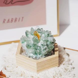 绿幽灵水晶 摆件水晶柱消磁晶簇黄水晶球原石客厅办公市桌面 装饰